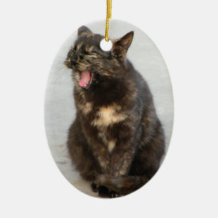 Laughing Tortoiseshell cat ornament