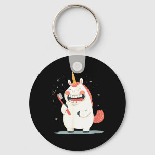 Laughing Unicorn with Teeth Care for Toothbrush Keychain