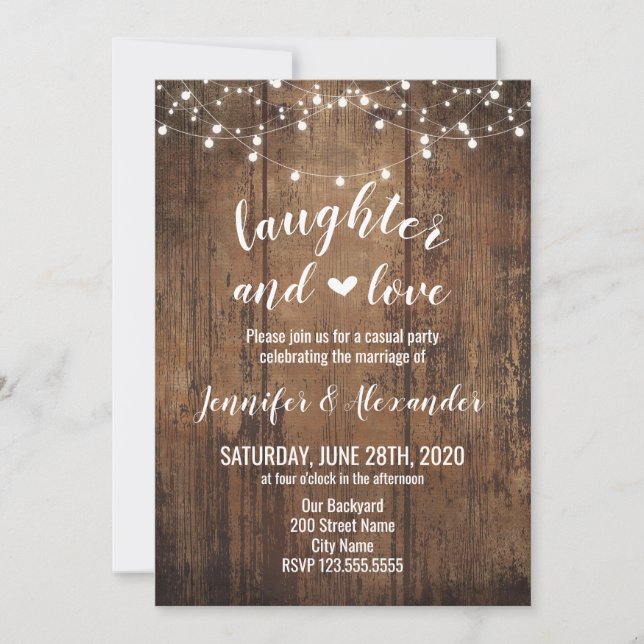 Laughter and Love Wedding Reception Invitation (Front)