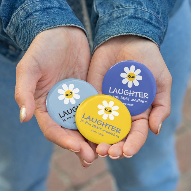 Laughter Is The Best Medicine Button (Cheer up your patients with these personalized, "Laughter is the best medicine" buttons! )