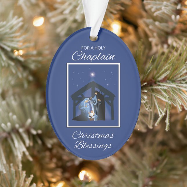L'aumônier maître des bénédictions de Noël en bleu (Arbre)