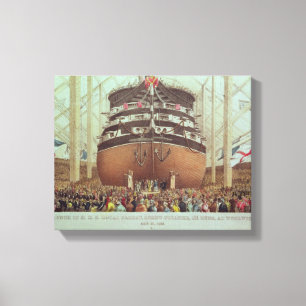 Launch of H.M.S. Royal Albert, Screw Steamer Canvas Print