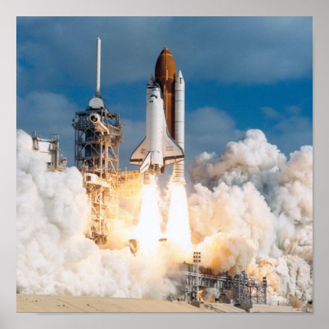 Launch of Space Shuttle Discovery (STS-31) Poster (Front)