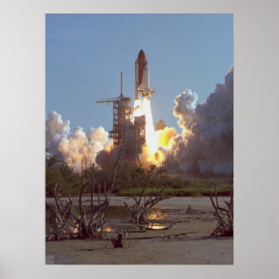 Launch of Space Shuttle Discovery (STS-41D) Poster