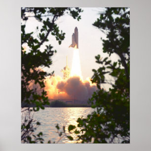 Launch of Space Shuttle Discovery (STS-91) Poster