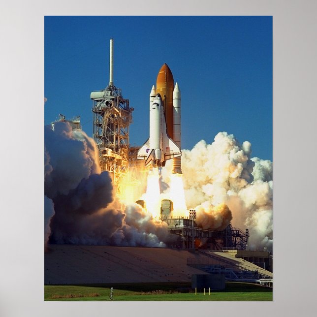 Launch of Space Shuttle Discovery (STS-95) Poster (Front)