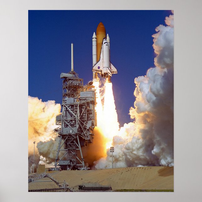 Launch of Space Shuttle Discovery (STS-95) Poster (Front)