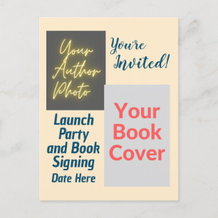 Launch Party Invitation Postcard with Book Cover
