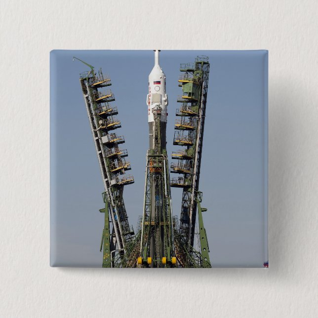 Launch scaffolding is raised into place 2 inch square button (Front)