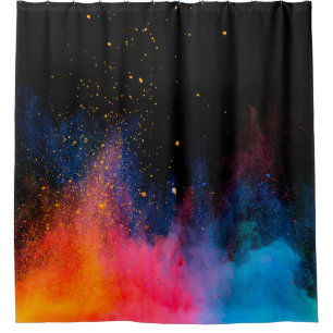 Launched colourful powder, isolated on black backg