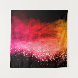 Launched colourful powder, isolated on black backg tapestry