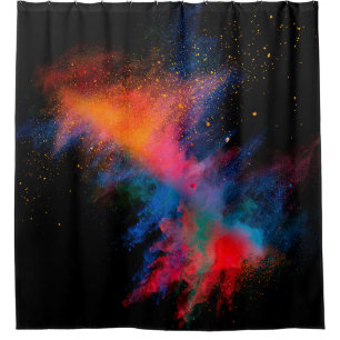 Launched colourful powder on black backgroundcolor
