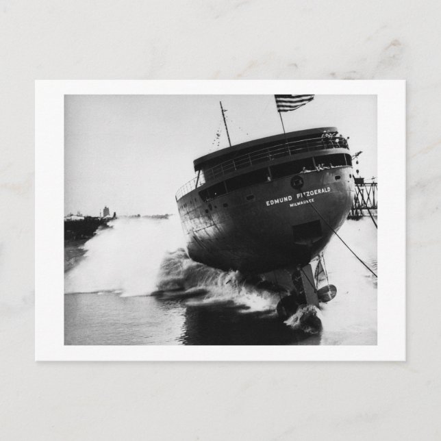 Launching of the Edmund Fitzgerald  6-8-1958 (#2) Postcard (Front)