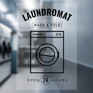 Laundromat 24/7 Wash & Fold Service Marketing Window Cling