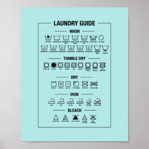 Laundry art print, washing guide poster