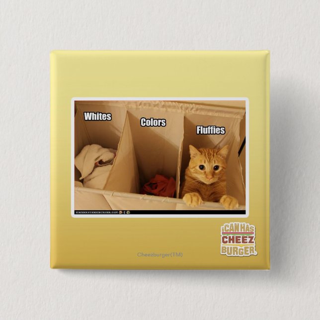 Laundry Cat 2 Inch Square Button (Front)