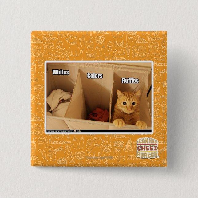 Laundry Cat 2 Inch Square Button (Front)