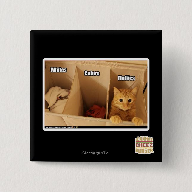 Laundry Cat 2 Inch Square Button (Front)