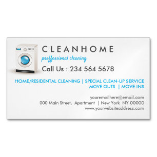 Laundry Cleaning Service Magnetic Business Card