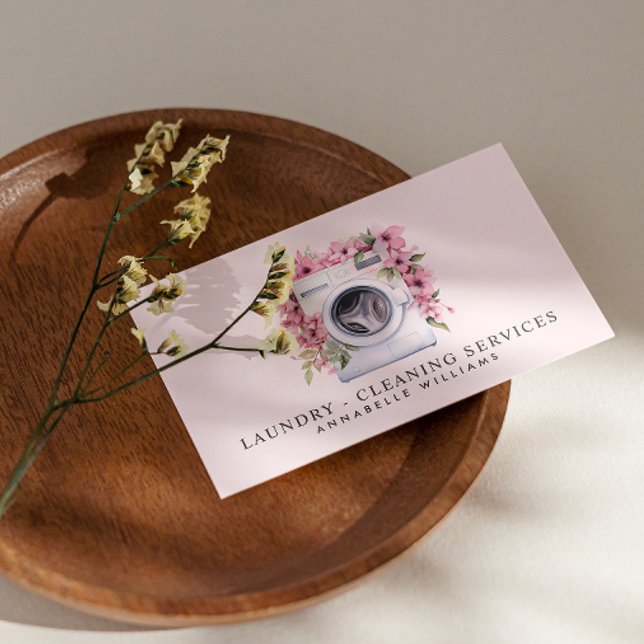 Laundry Cleaning Services Blush QR Code  Business Card (Creator Uploaded)