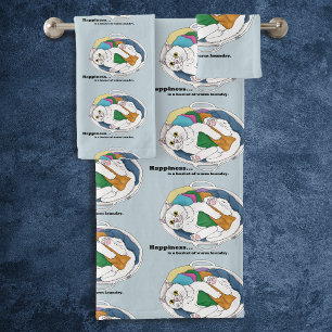 Laundry Day Cat Bath Towel Set