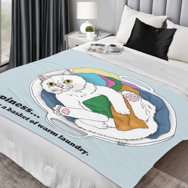 Laundry Day Cat Fleece Blanket (Creator Uploaded)
