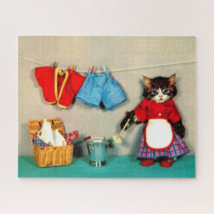 laundry day for tabby kitten jigsaw puzzle