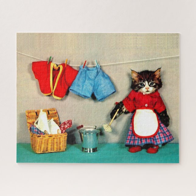 laundry day for tabby kitten jigsaw puzzle (Horizontal)
