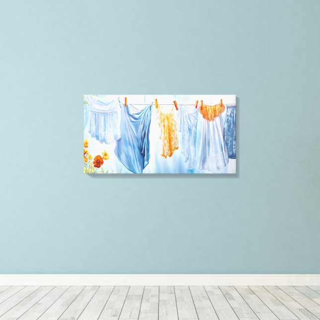Laundry Day In Bloom Canvas Print (Insitu(Wood Floor))