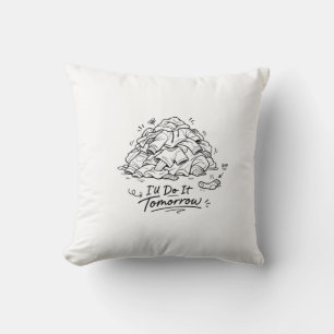 Laundry Day Mood Funny Procrastination Throw Pillow