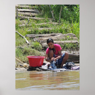 Laundry Day on the River Poster