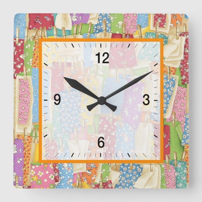 Laundry Day Square Wall Clock (Front)