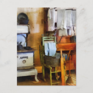 Laundry Drying in Kitchen Postcard