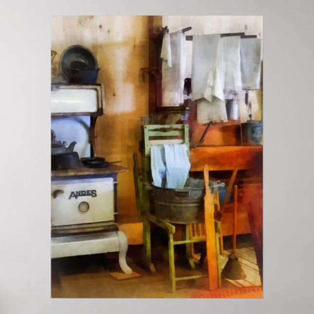 Laundry Drying in Kitchen Poster (Front)
