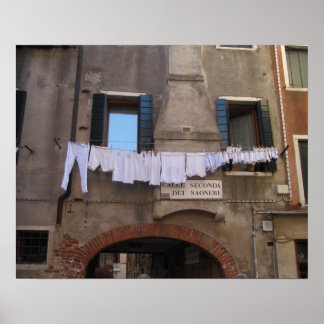 Laundry Drying in Venice, Italy Poster