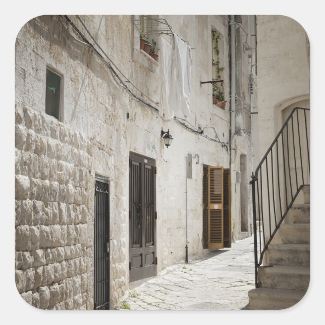 Laundry hanging to dry in an alley in Italy Square Sticker (Front)