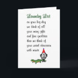 Laundry List A Funny Happy Birthday Poem Card<br><div class="desc">A funny happy birthday card,  featuring a bad poem and illustration,  about all your fine qualities and gifts along with other weird stuff. 

Our character,  tillie,  is wearing a birthday hat and standing by a newt.</div>
