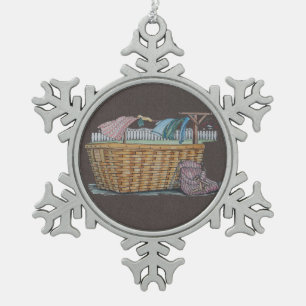 Laundry On Clothesline Snowflake Pewter Christmas Ornament