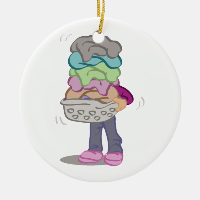 Laundry Pile Ceramic Ornament (Front)
