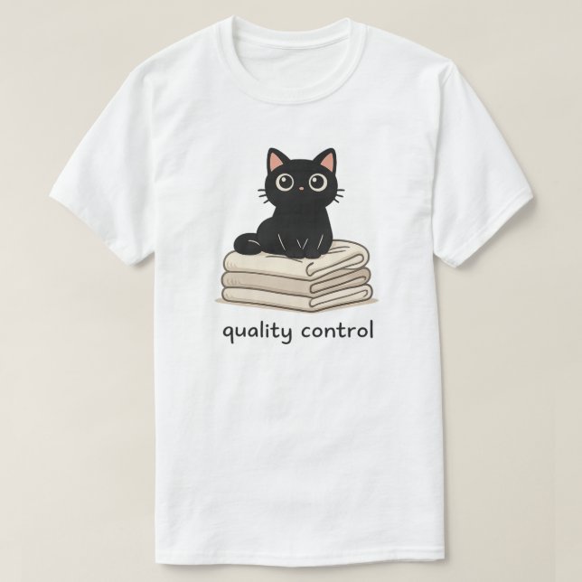 Laundry Quality Control Cat Design T-Shirt (Design Front)