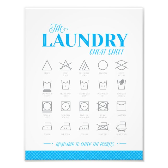 Laundry Room Cheat Sheet Photo Print (Front)