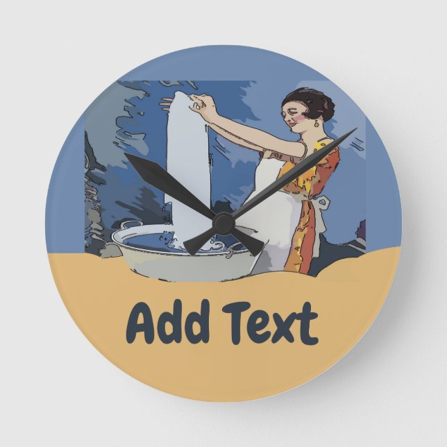 Laundry Room Clock, add name or text Round Clock (Front)