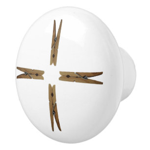 Laundry Room Clothespins Ceramic Knob