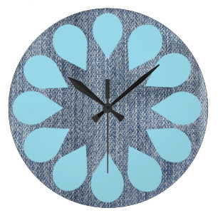 Laundry Room Denim Spin Cycle Large Clock
