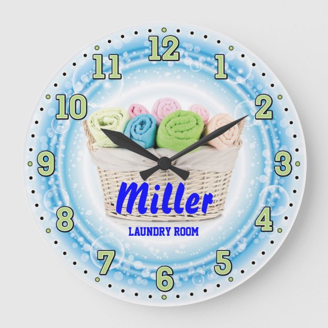Laundry Room Personalizable Wall Clock (Front)