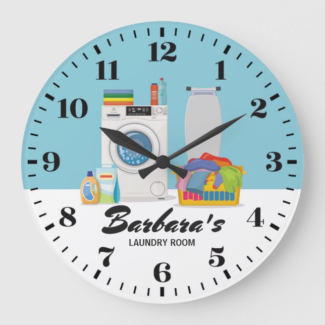 Laundry Room Personalizable Wall Clock (Front)