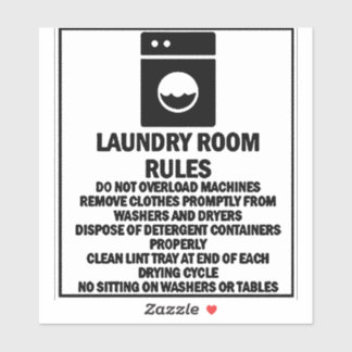 'Laundry Room Rules' Laundromat Black Sticker