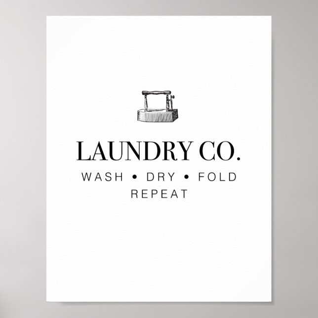 Laundry Room Wash Fold Repeat Home Decor Art Print (Front)