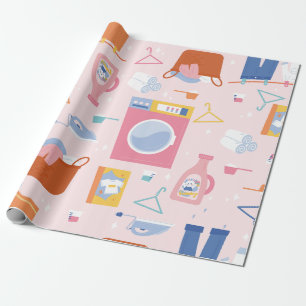 laundry room washing machine cleaning housewife  wrapping paper