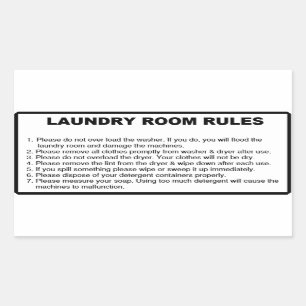 'Laundry Rules' Laundromat Overlay Black Sticker